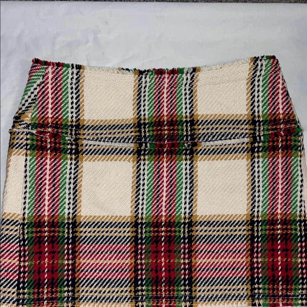 J. Crew Plaid Pencil Skirt - Red, Green, Cream